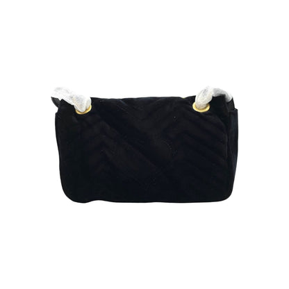Gucci Small GG Marmont Matelassé Velvet Black GHW