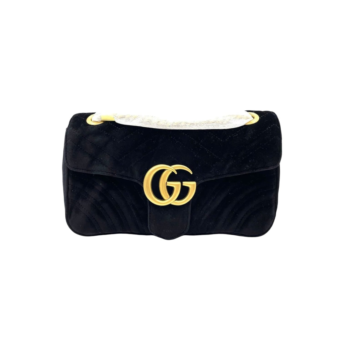 Gucci Small GG Marmont Matelassé Velvet Black GHW