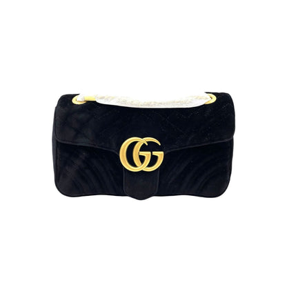 Gucci Small GG Marmont Matelassé Velvet Black GHW