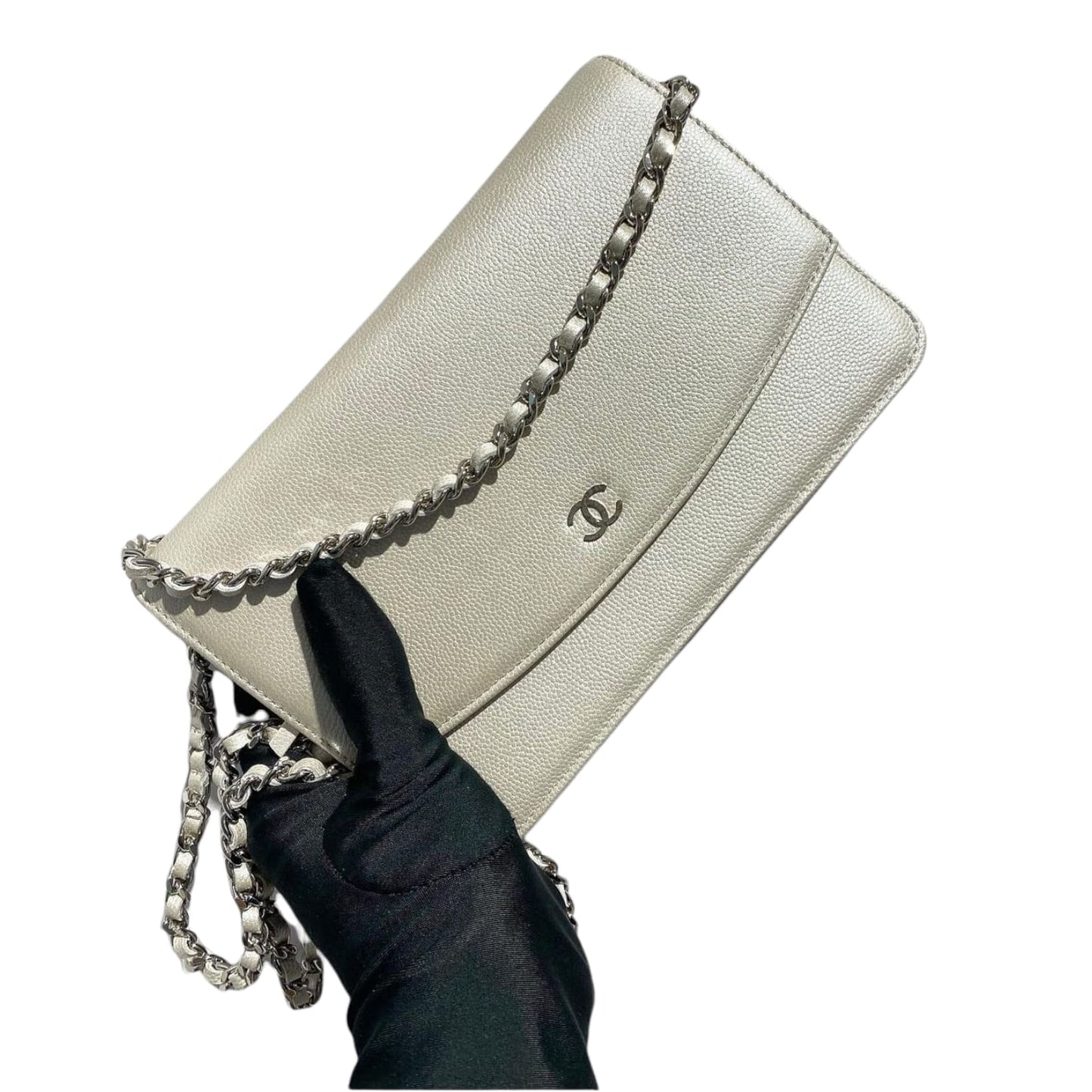 Sevruga Wallet on Chain Caviar Pearl White SHW