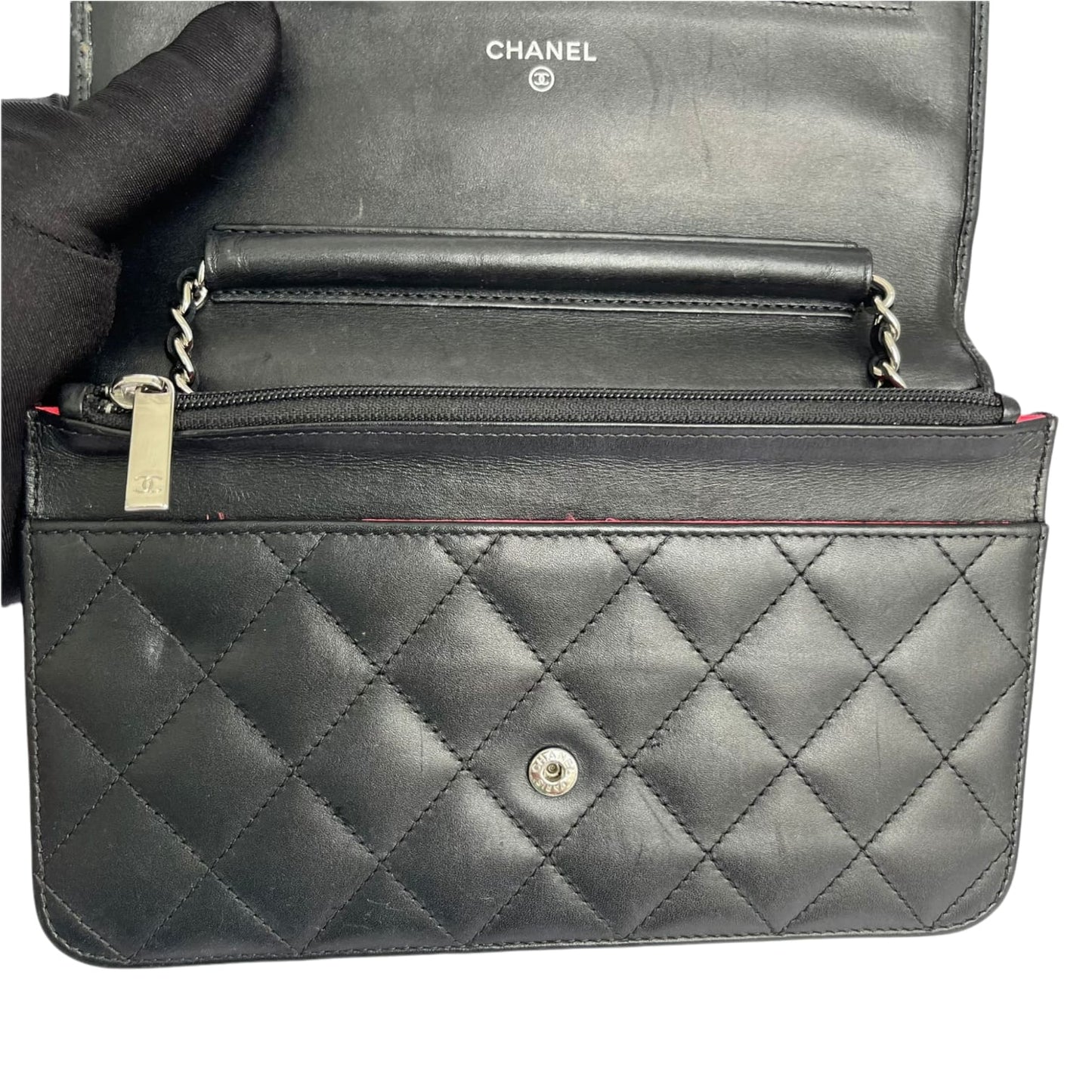 Wallet on Chain Quilted Lambskin Black SHW