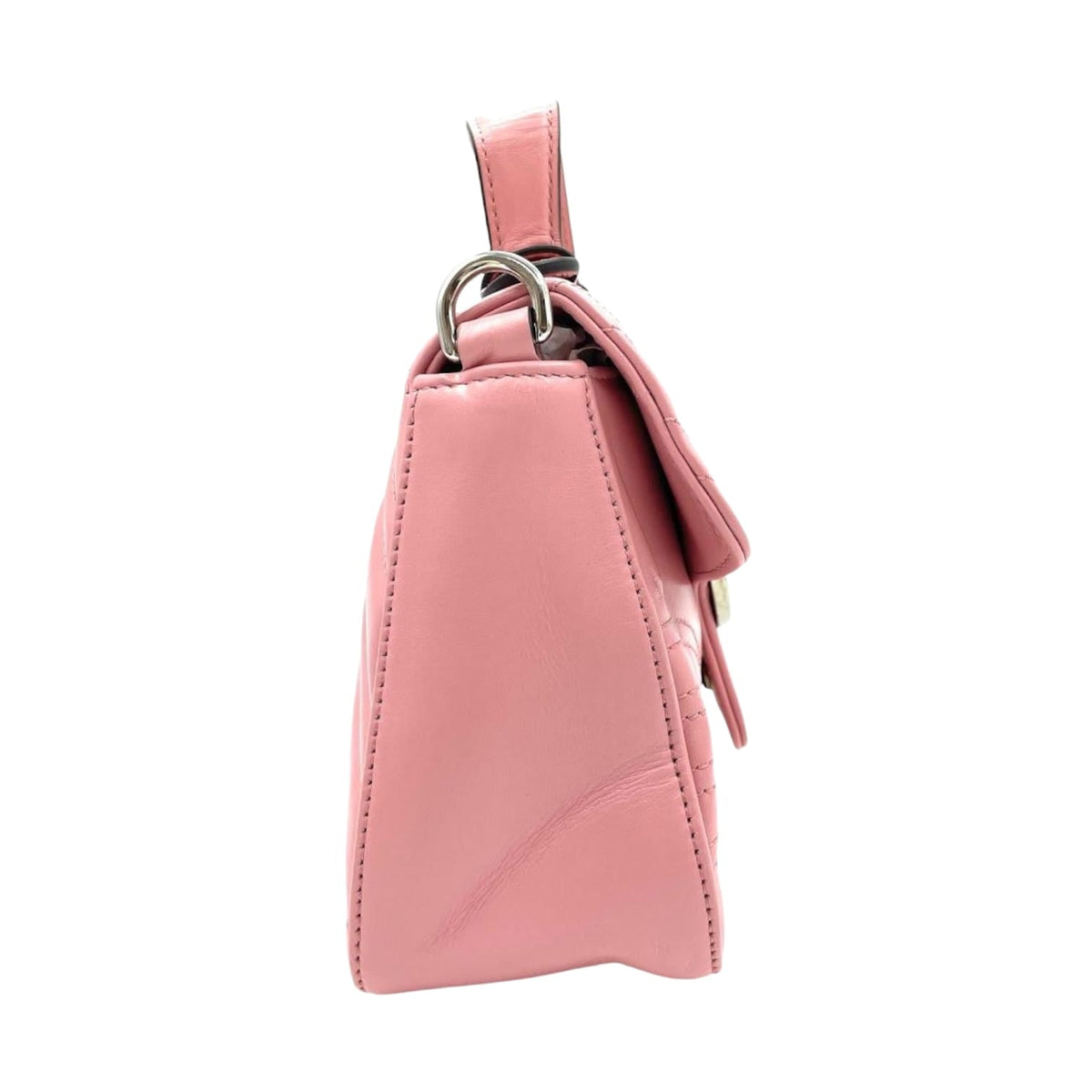 Gucci Mini GG Marmont Matelasse Chevron Top Handle Pink SHW