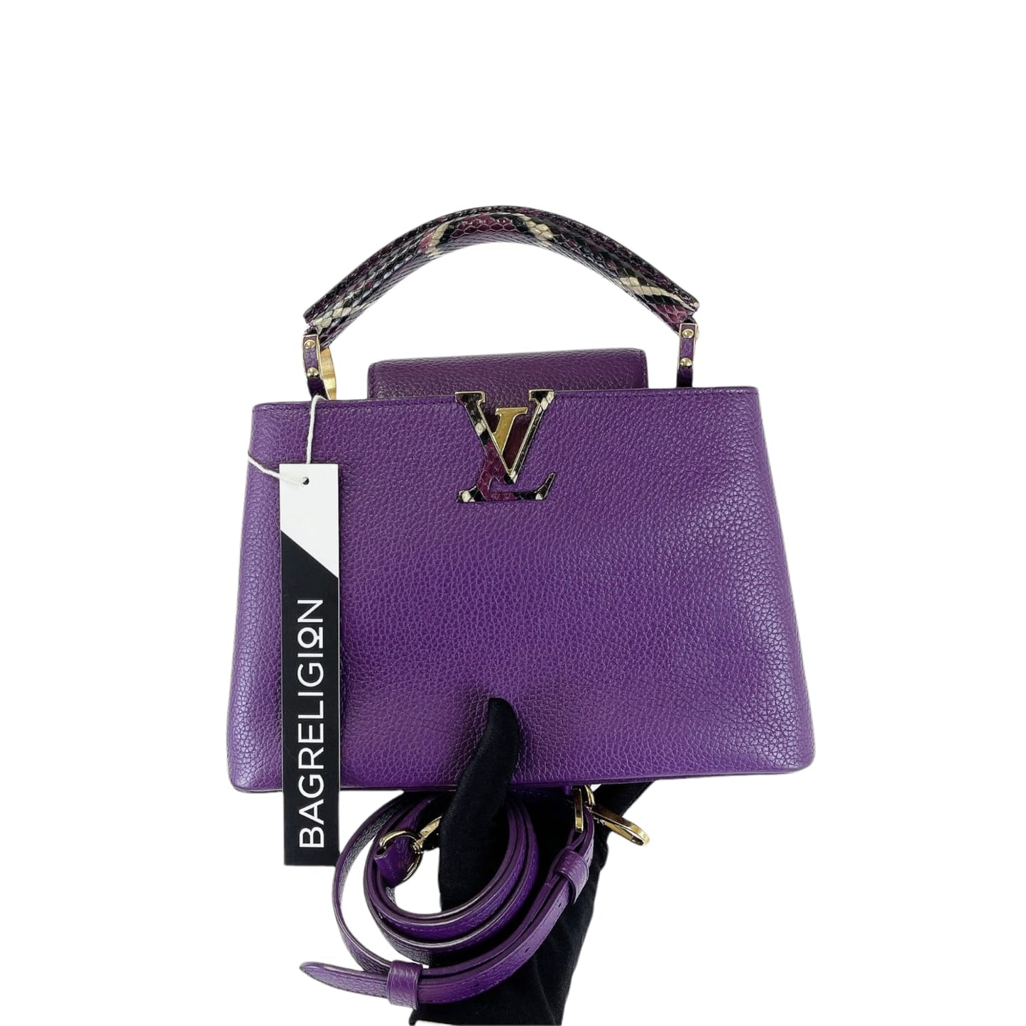 Louis-Vuitton BB Capucines Purple with Python Handle GHW