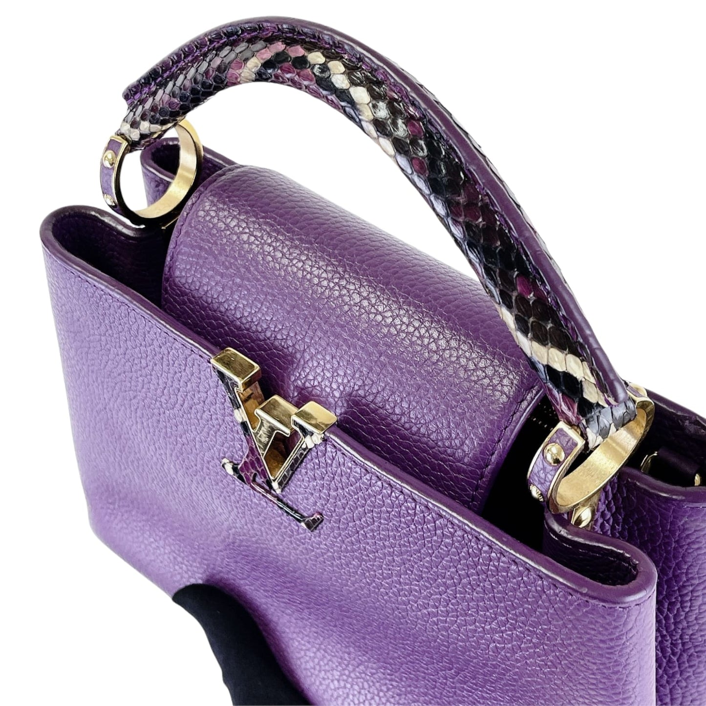 Louis-Vuitton BB Capucines Purple with Python Handle GHW