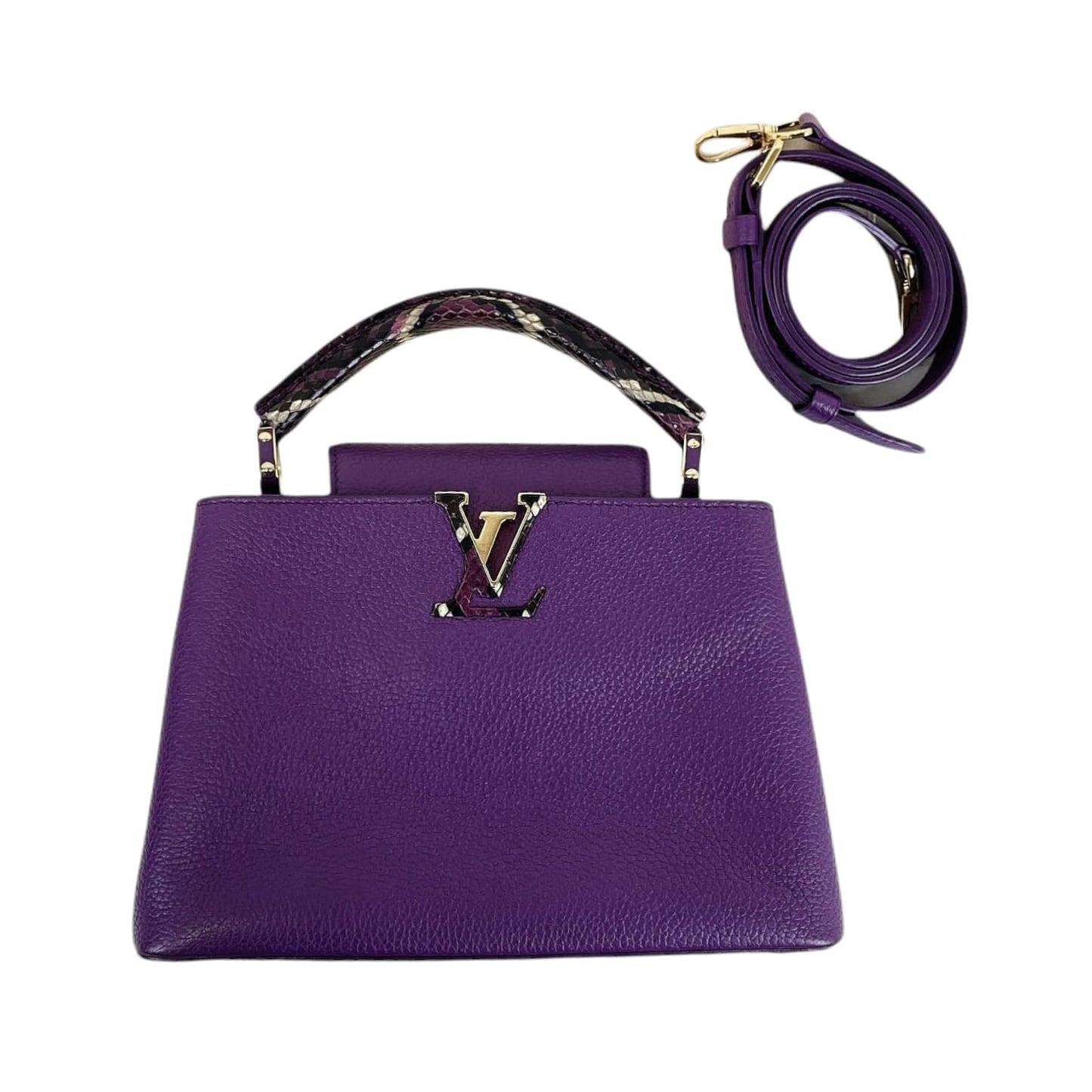 Louis-Vuitton BB Capucines Purple with Python Handle GHW