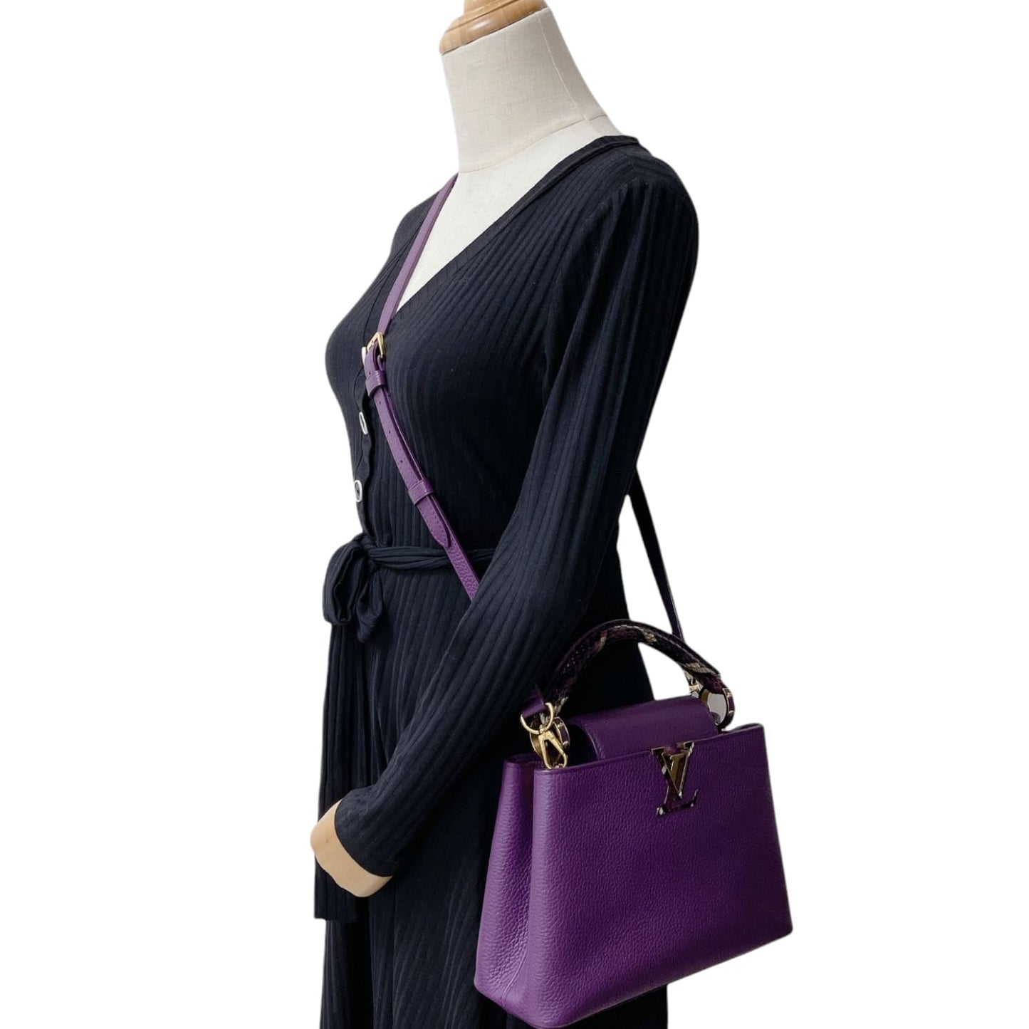 Louis-Vuitton BB Capucines Purple with Python Handle GHW
