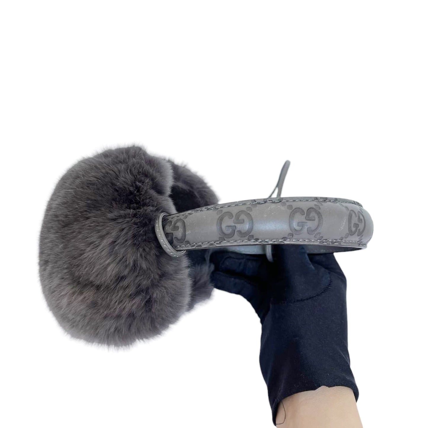 Gucci Monogram Fur Unisex Ear Muffs Grey