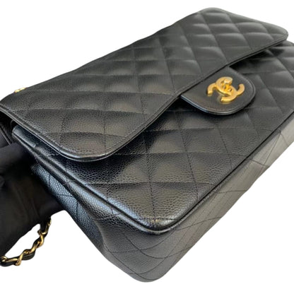 Jumbo Classic Double Flap Caviar Black GHW