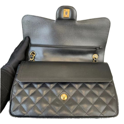 Jumbo Classic Double Flap Caviar Black GHW