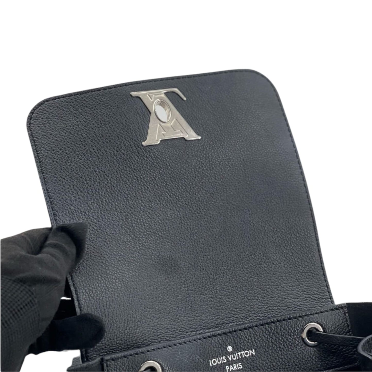 Louis-Vuitton LockMe Backpack Calfskin Black SHW