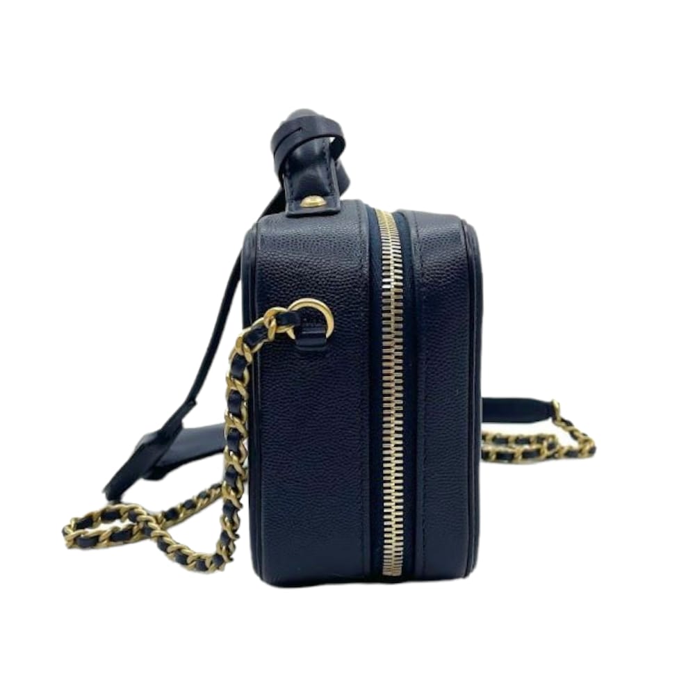 Small CC Filigree Vanity Case Caviar Blue GHW