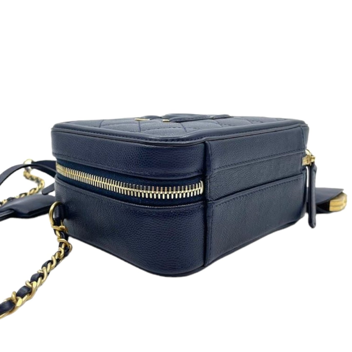 Small CC Filigree Vanity Case Caviar Blue GHW