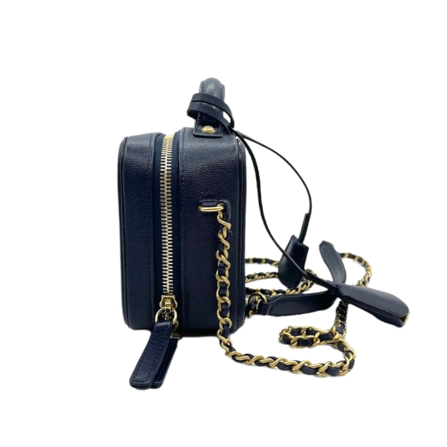Small CC Filigree Vanity Case Caviar Blue GHW