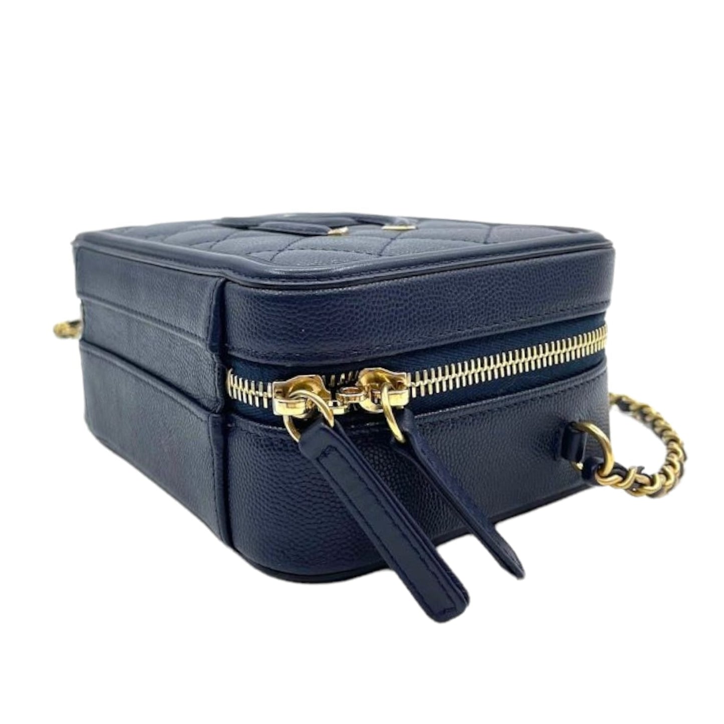 Small CC Filigree Vanity Case Caviar Blue GHW