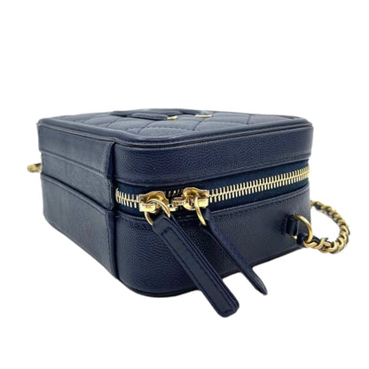 Small CC Filigree Vanity Case Caviar Blue GHW