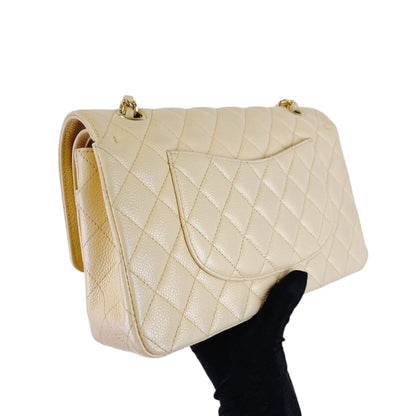 Classic Flap Medium Caviar Beige GHW