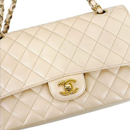 Classic Flap Medium Caviar Beige GHW