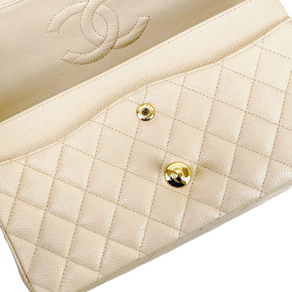 Classic Flap Medium Caviar Beige GHW