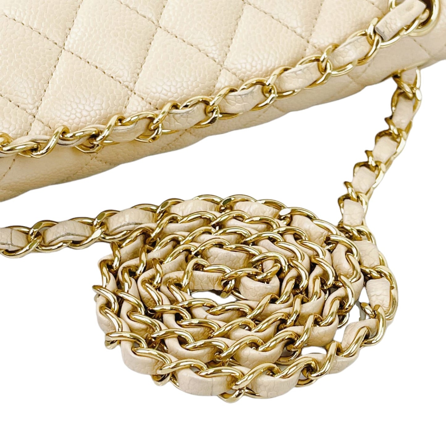 Classic Flap Medium Caviar Beige GHW