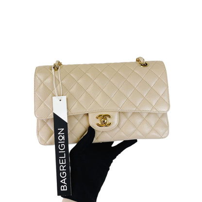 Classic Flap Medium Caviar Beige GHW