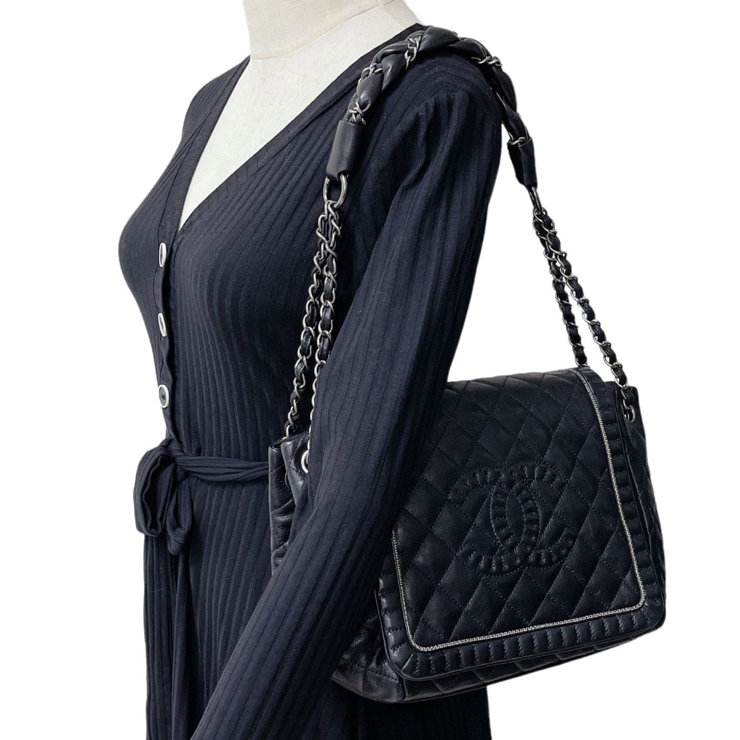 CC Diamond Quilted Flap Black SHW