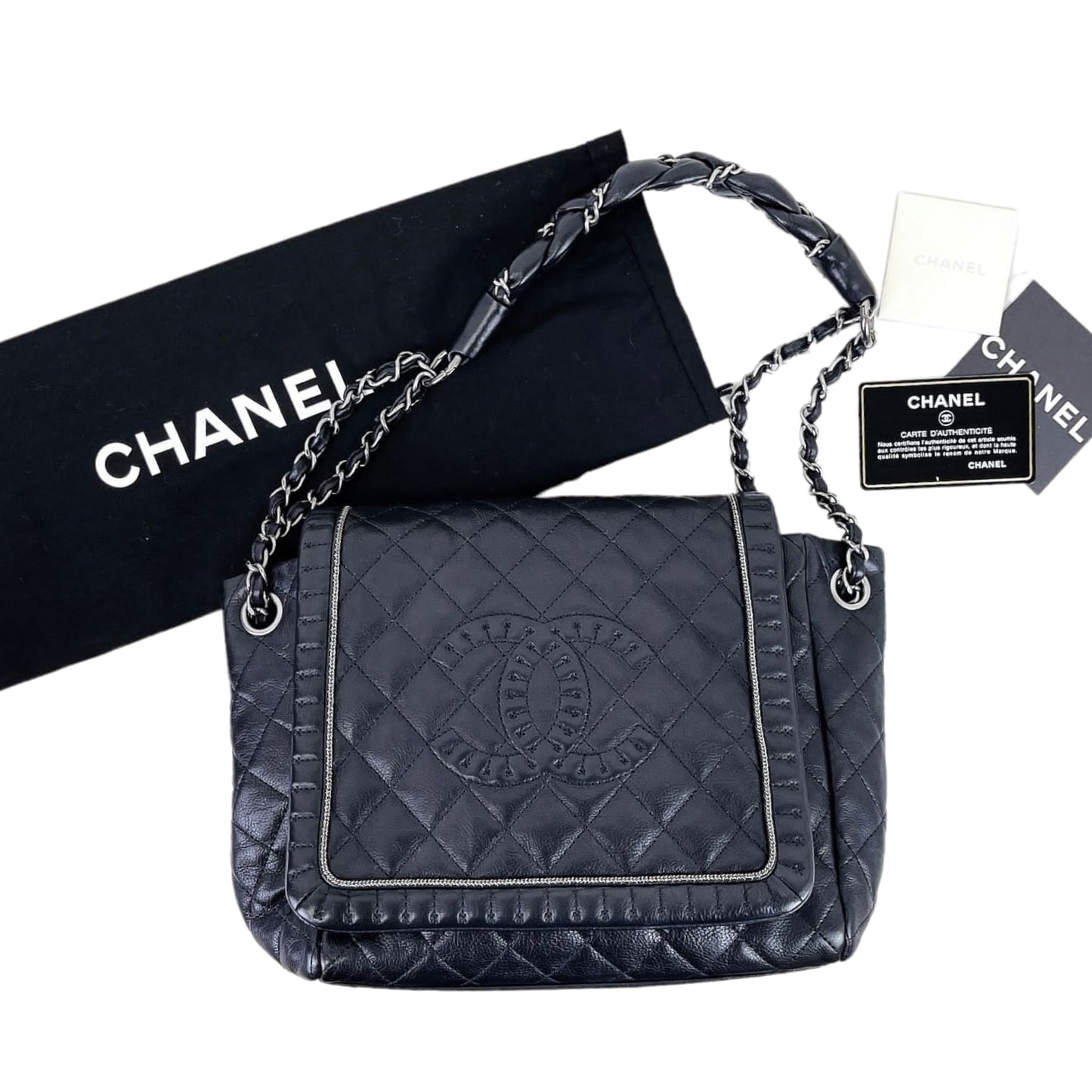 CC Diamond Quilted Flap Black SHW