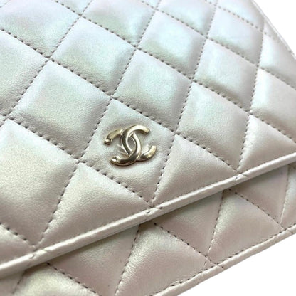 WOC Iridescent Lambskin Quilted White GHW