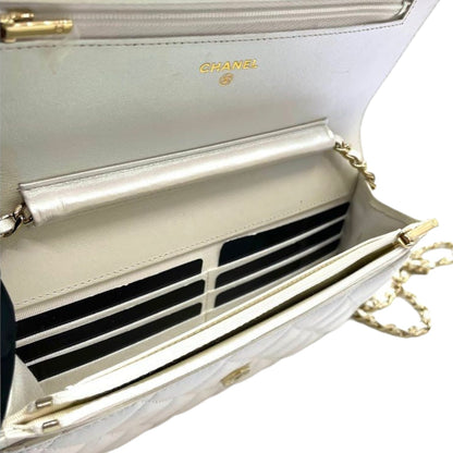 WOC Iridescent Lambskin Quilted White GHW