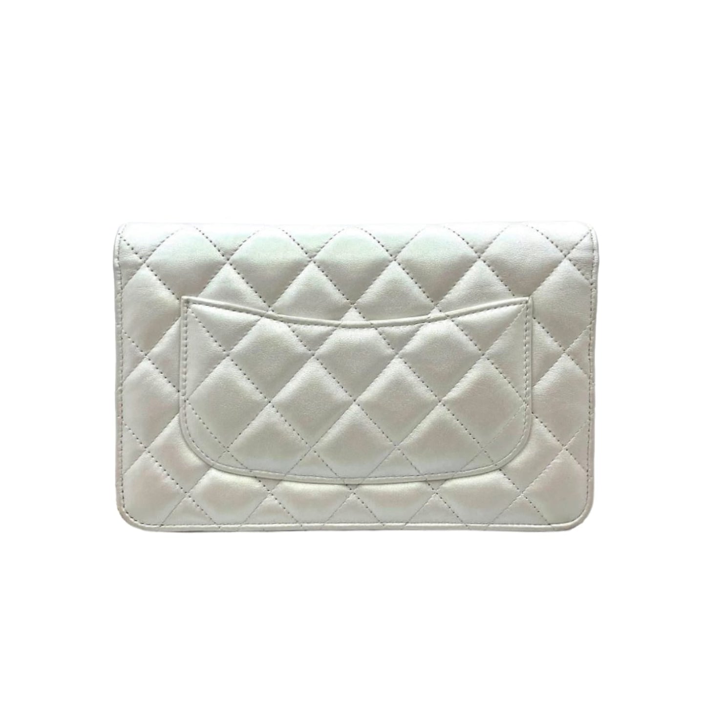 WOC Iridescent Lambskin Quilted White GHW