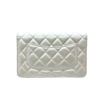 WOC Iridescent Lambskin Quilted White GHW
