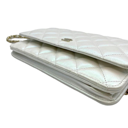 WOC Iridescent Lambskin Quilted White GHW
