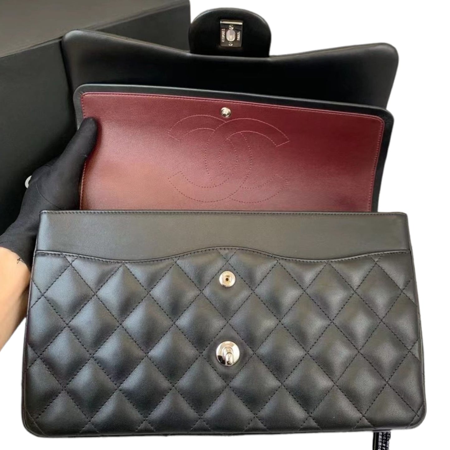 Jumbo Classic Double Flap Lambskin Black SHW