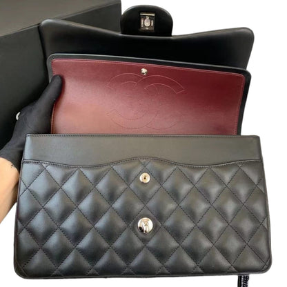 Jumbo Classic Double Flap Lambskin Black SHW