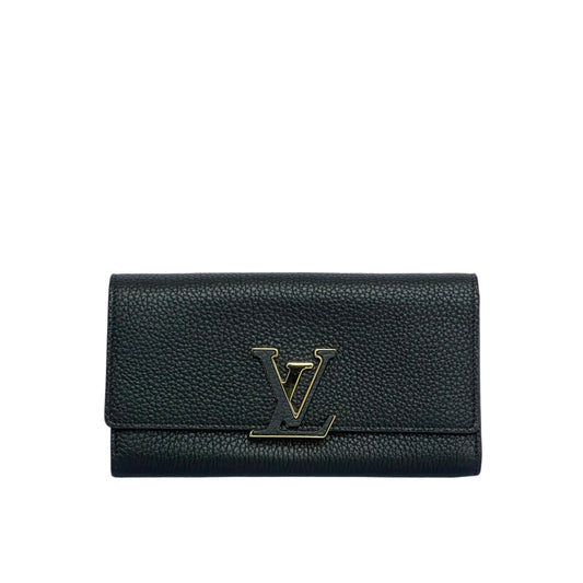 Louis-Vuitton Capucines Wallet Taurillon Black GHW