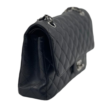 Medium Classic Double Flap Caviar Black SHW