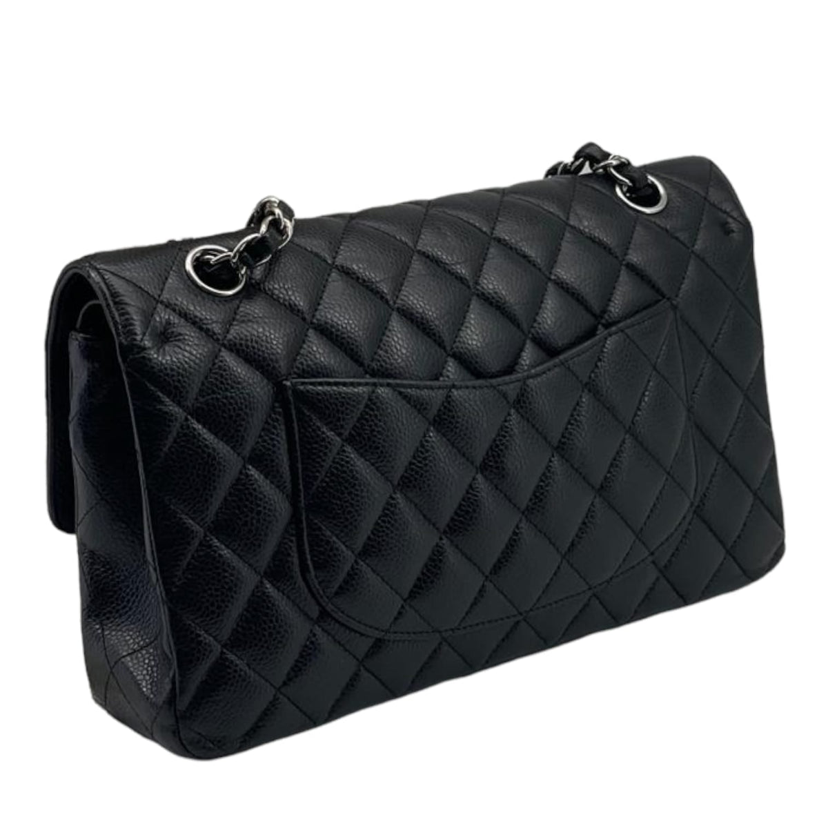 Medium Classic Double Flap Caviar Black SHW