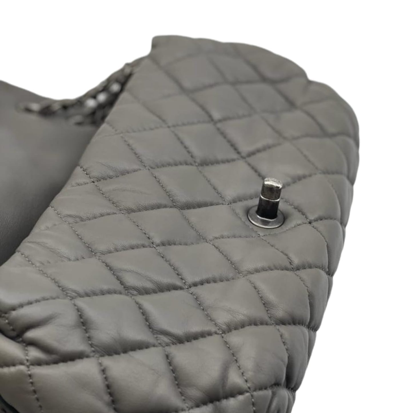 Classic Single Flap Grey Lambskin RHW
