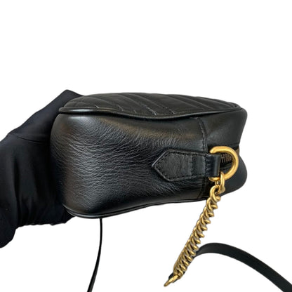 Gucci Small Marmont Leather Camera Black GHW