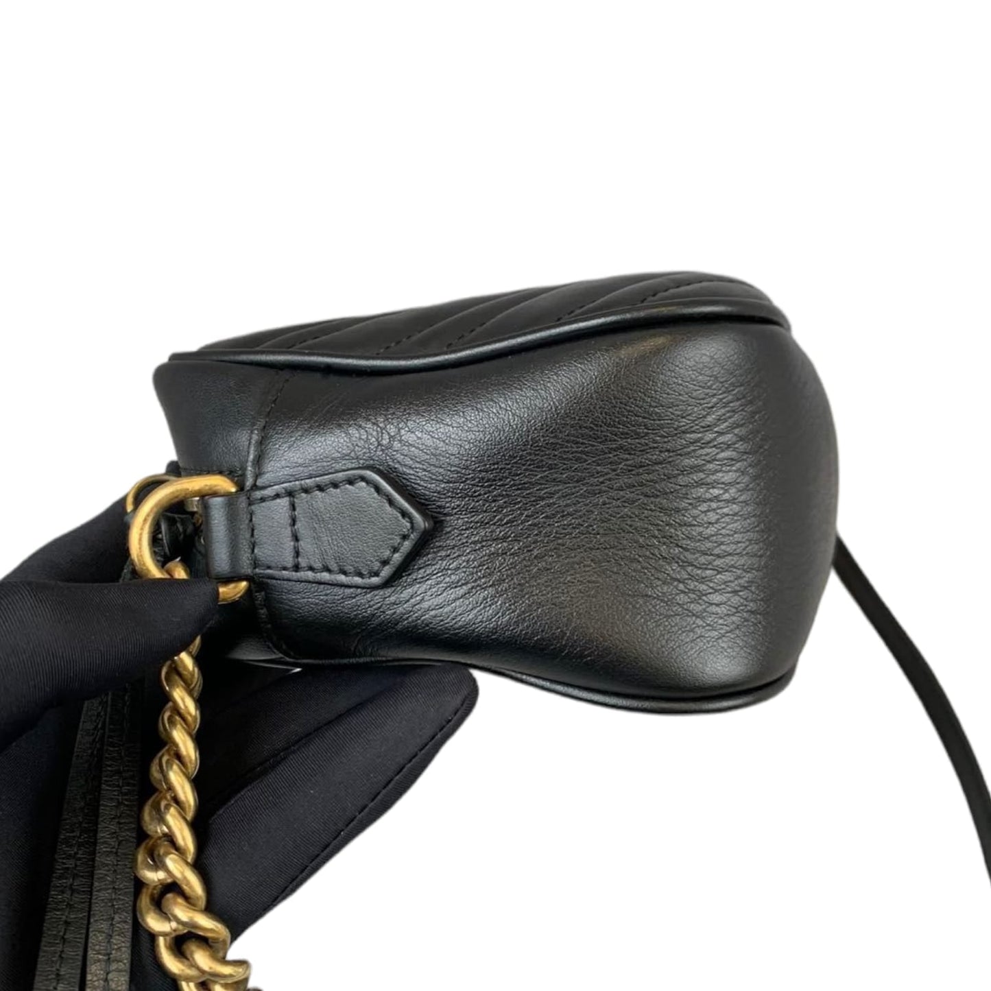 Gucci Small Marmont Leather Camera Black GHW