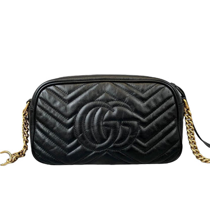 Gucci Small Marmont Leather Camera Black GHW