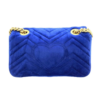 Gucci Mini Marmont Matelassé Velvet Blue GHW