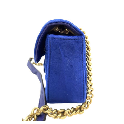 Gucci Mini Marmont Matelassé Velvet Blue GHW