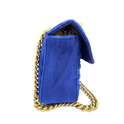 Gucci Mini Marmont Matelassé Velvet Blue GHW