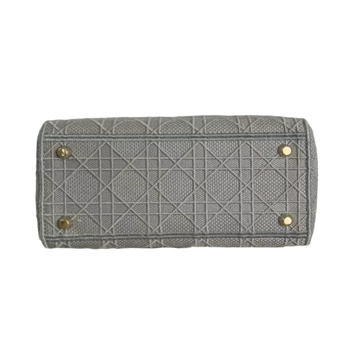 Medium Lady D-Lite  Canvas Embroidered Grey GHW