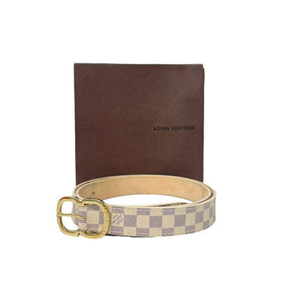 Louis-Vuitton Mini 25mm Belt in Damier Azur GHW