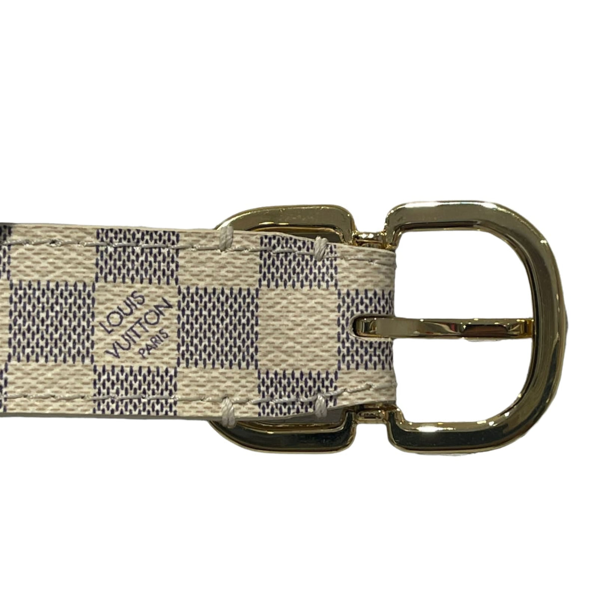 Louis-Vuitton Mini 25mm Belt in Damier Azur GHW