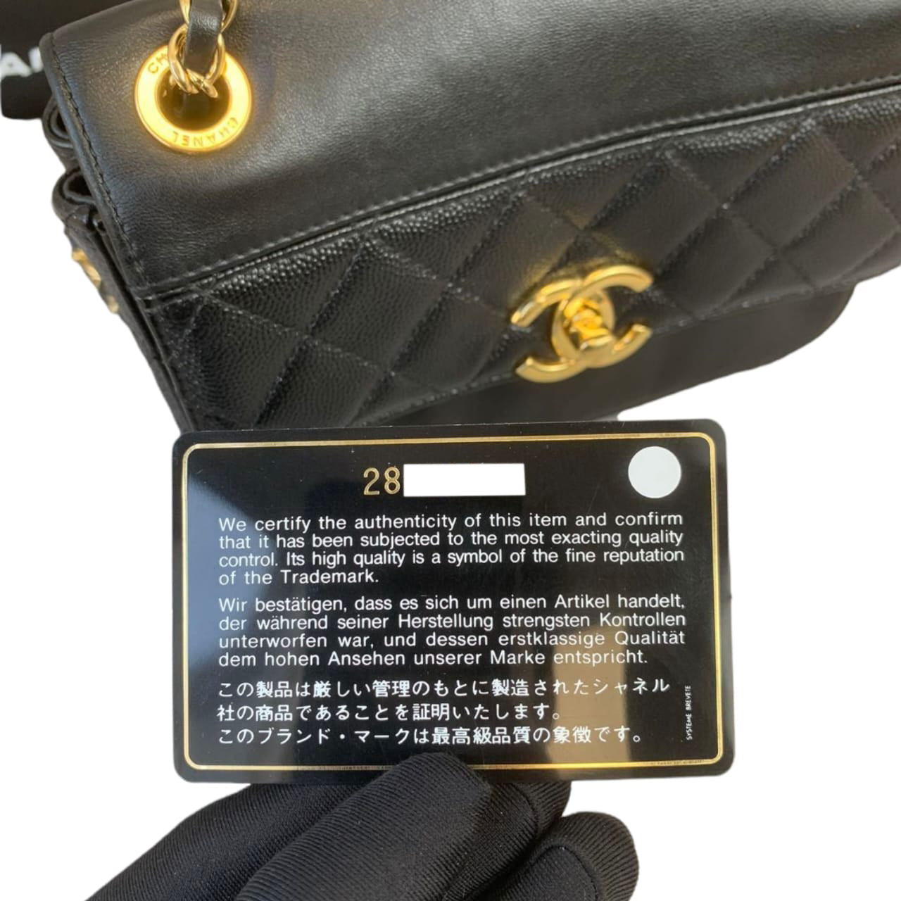 Mini Flap Bag Mixed Leather Black GHW