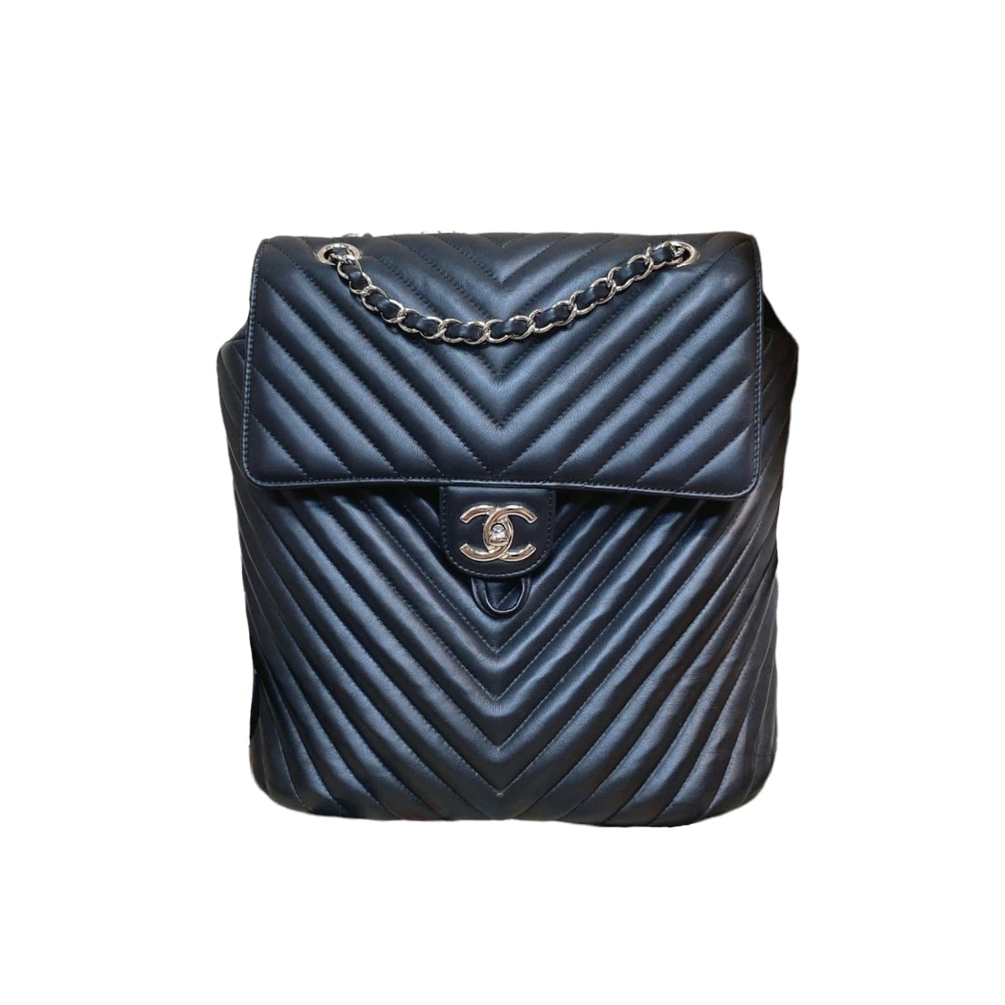 Medium Urban Spirit Backpack Chevron Lambskin Black SHW