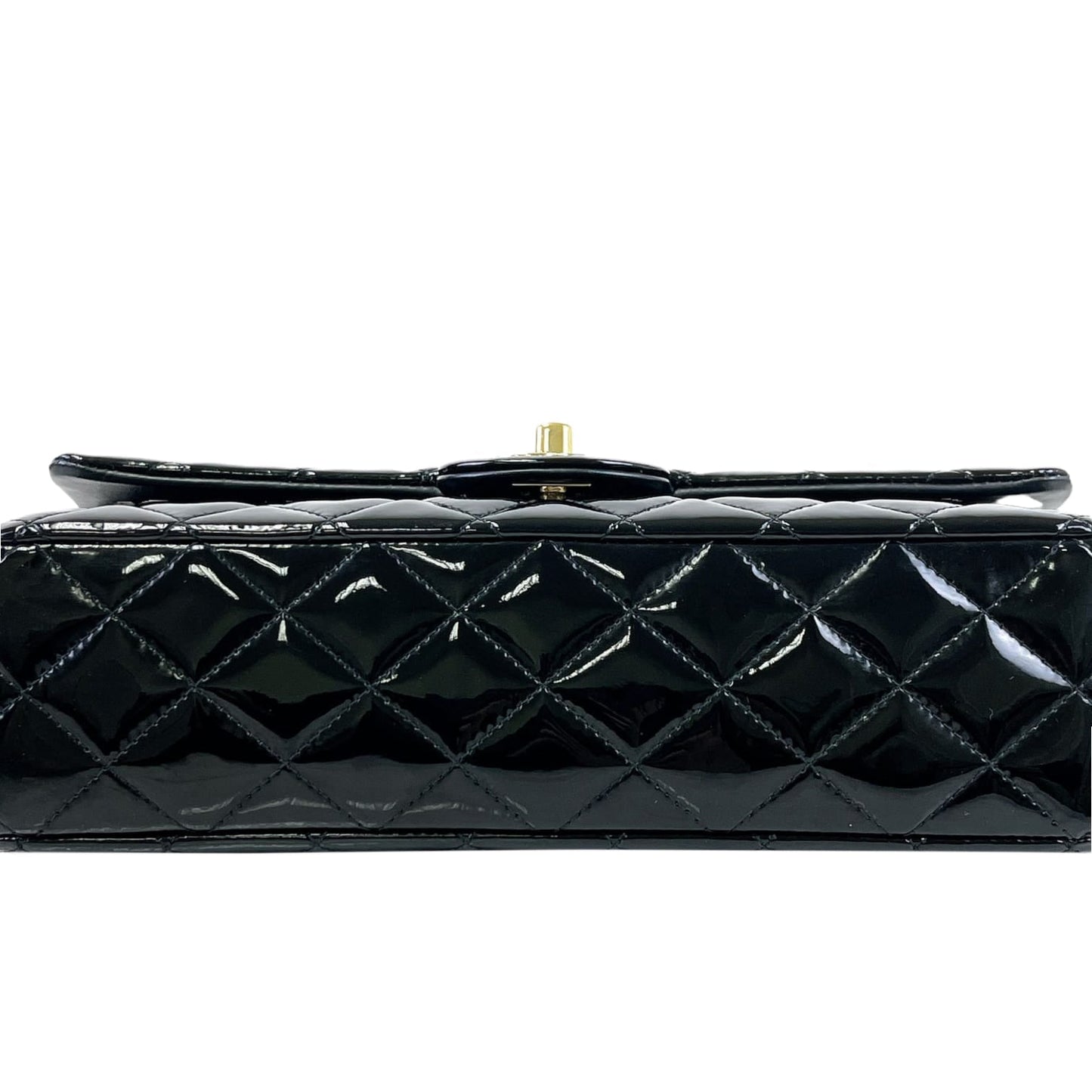 Medium Classic Double Flap Patent Black GHW