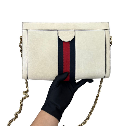 Gucci Ophidia Small Textured Calfskin White Shoulder Bag GHW